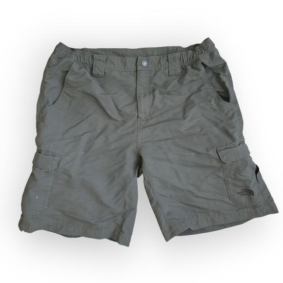 The North Face Olive Green Nylon Cargo Shorts Hiking Fishing Men Sz L - Picture 1 of 12